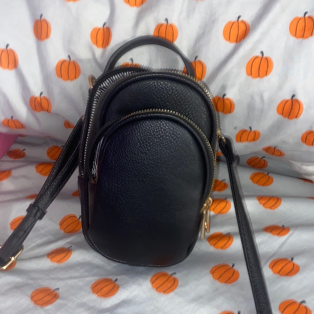 small black 2 pocket cross body bag